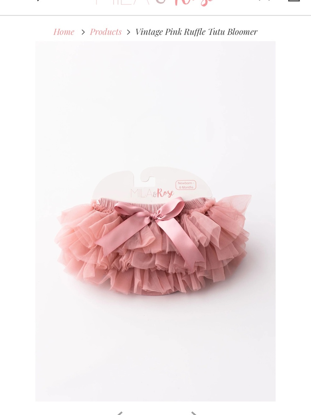 MILA & ROSE Blush Pink Ruffle Tutu Bloomer Size Small 6 months